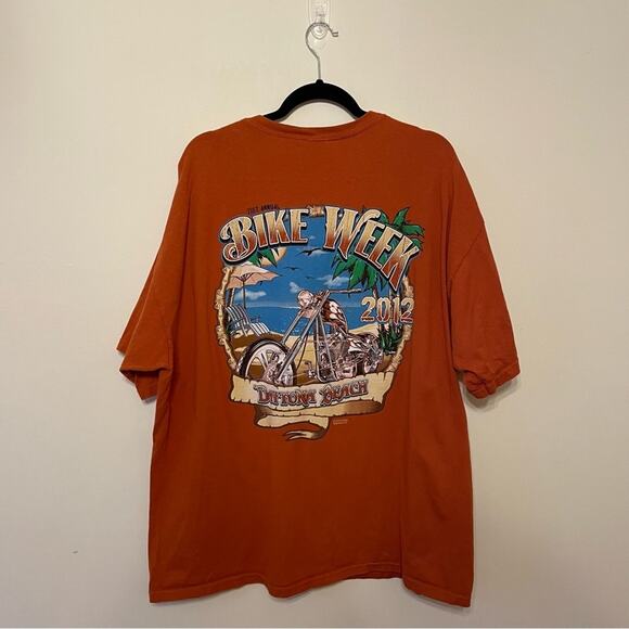 Bike Week 2X short sleeve t-shirt 2012 orange tan biker casual motorcycle punk - Picture 1 of 7